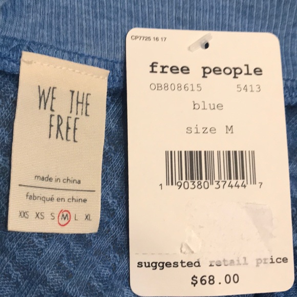 Free People South Side Thermal Blue Top. Size: M,L - Picture 4 of 8